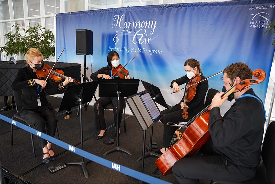 Axiom Quartet performing at Bush Airport. 