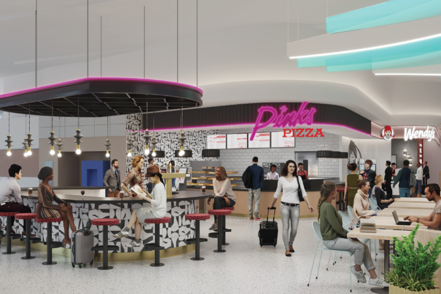 Rendering of Pink's Pizza at Hobby Airport