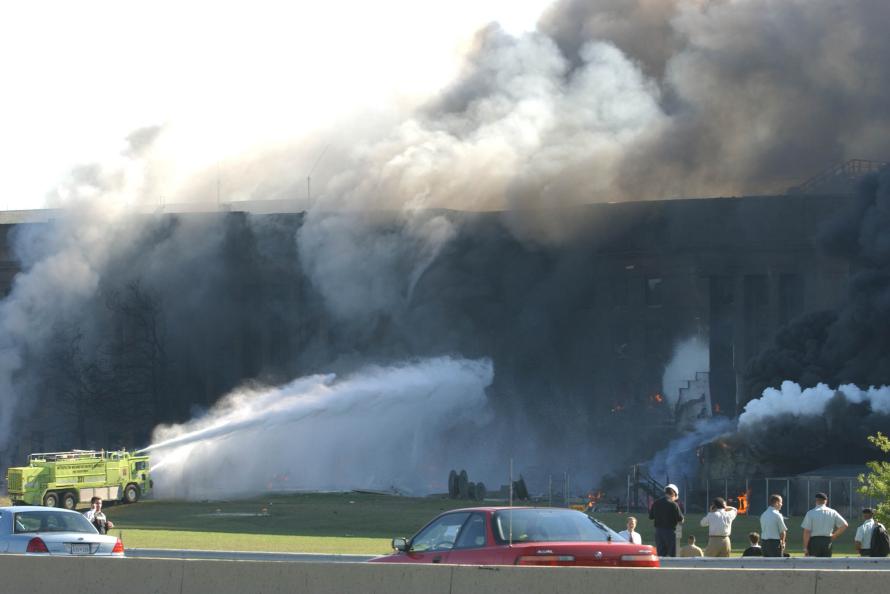 Truck 331 fighting fire at the Pentagon Sept. 11, 2001