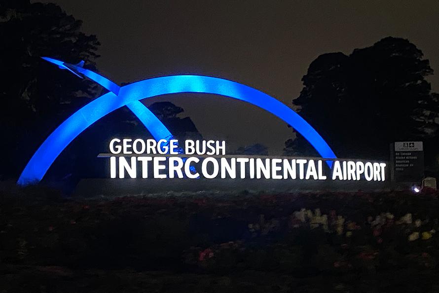 Houston Airports monument signs will be lit in blue in early April in honor of Autism Awareness Month.