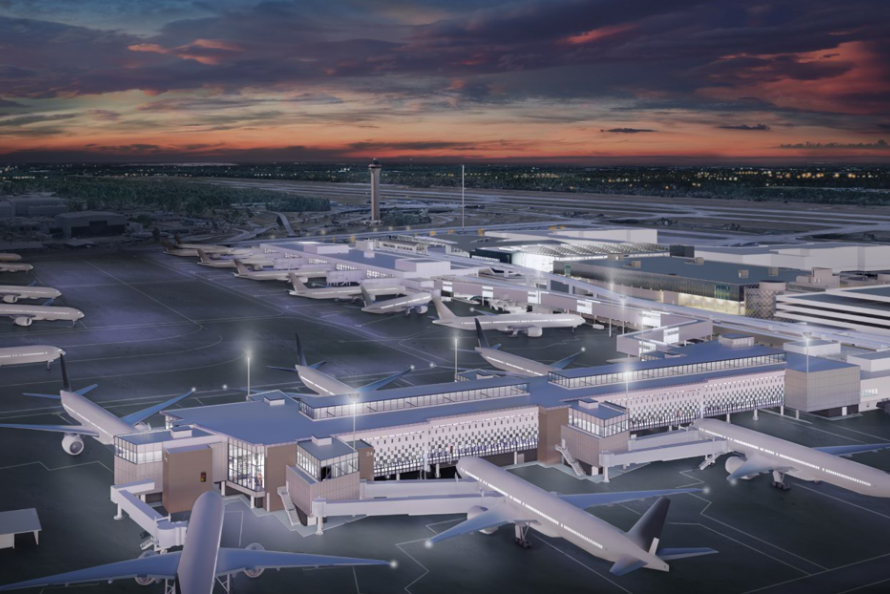 Rendering of new D West Pier at the Mickey Leland International Terminal at Bush Airport