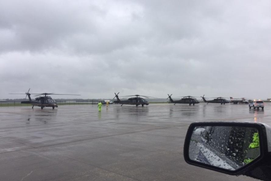 U.S. Customs & Border Protection helicopters at George Bush Intercontinental Airport during Hurricane Harvey