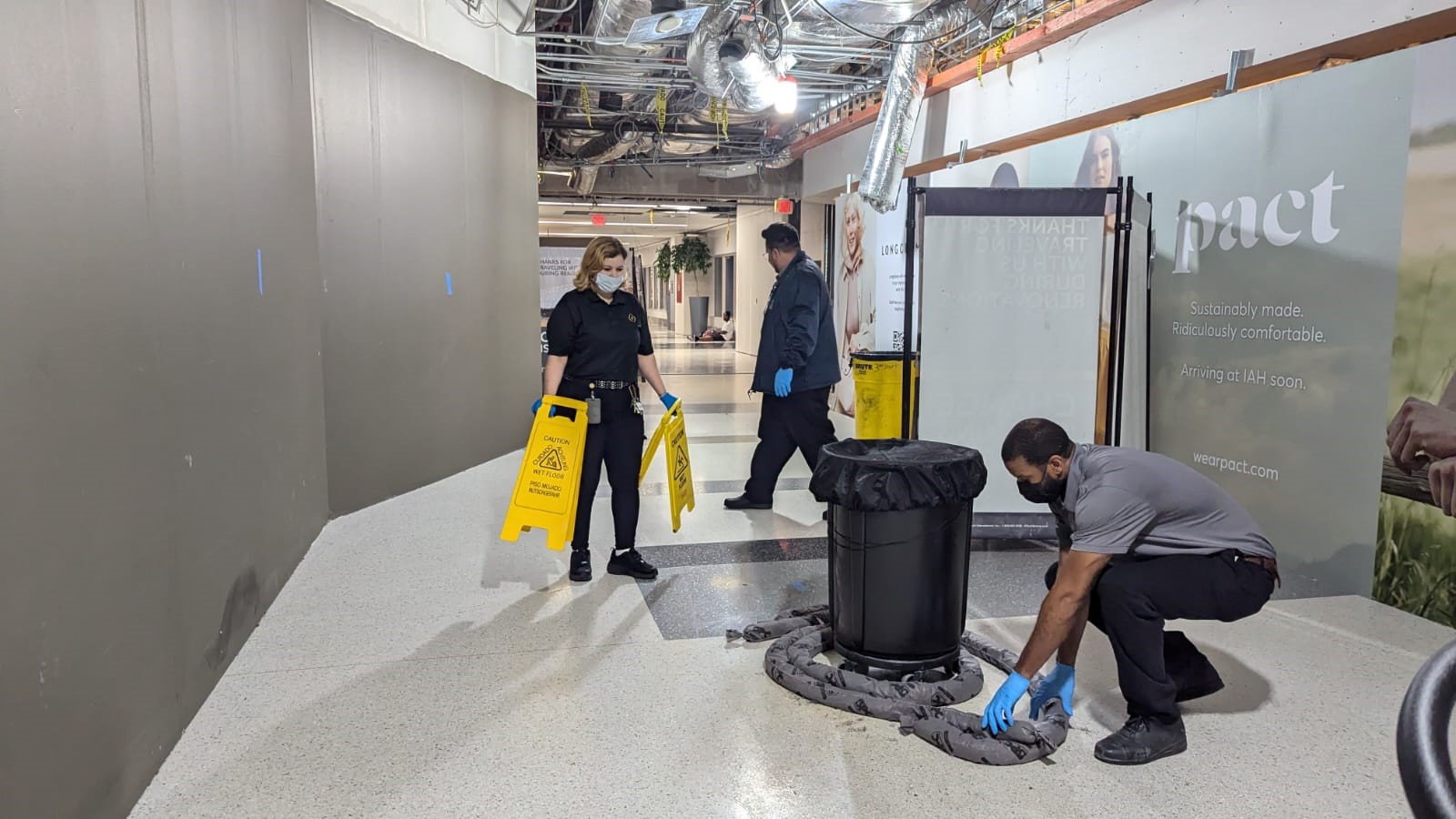 Cleaning up IAH after Hurricane Beryl