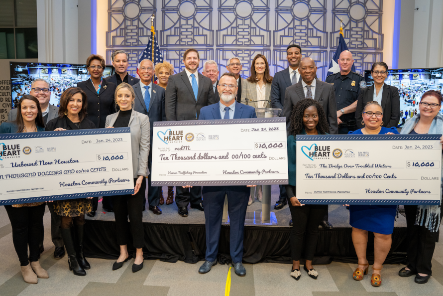 Houston Airports presents checks to advocacy groups fighting human trafficking