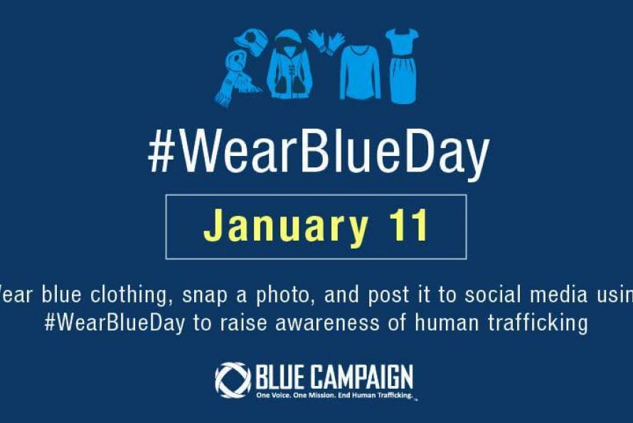 Houston Airports supporting the fight against human trafficking on Wear Blue Day