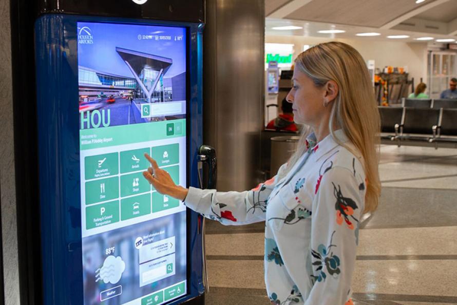 Kiosks at Houston Airports Provide Interactive 3D Wayfinding and Can Send Directions to Smartphone